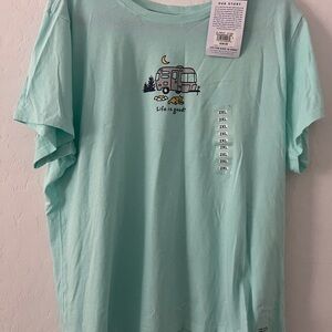 Life Is Good Aqua Tee with Inspirational Patch